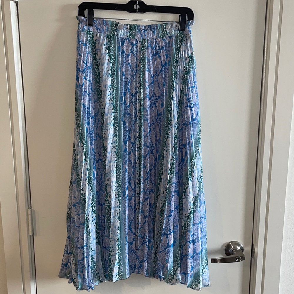 Lucy Paris Blue Patterned Maxi Skirt